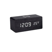 Danoz Exclusive - Digital Alarm Clock Wooden Temperature And Humidity Alarm Clock LED Electronic Clock Smartphone Wireless Charger - danozdirect