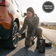 Danoz Exclusive MightyPump - Rechargeable Air Pump Tire Inflator Portable Compressor Digital Cordless Car, Motorcycle Bicycle Balls + Charge any other Devices! - danozdirect