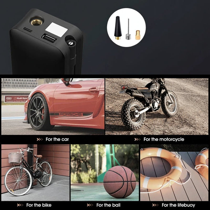 Danoz Exclusive MightyPump - Rechargeable Air Pump Tire Inflator Portable Compressor Digital Cordless Car, Motorcycle Bicycle Balls + Charge any other Devices! - danozdirect