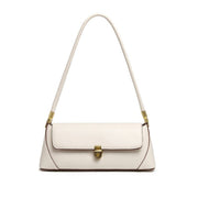 Danoz Fashion - Beige Elegant Vintage Baguette Shoulder Bag - Chic PU Leather Underarm Purse with Gold Clasp - danozdirect