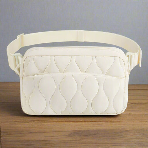 Danoz Fashion - Beige Stylish Quilted Belt Bag - Lightweight Nylon Crossbody Fanny Pack - danozdirect