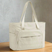 Danoz Fashion - Beige Versatile Women's Gym Tote Bag with Yoga Mat Strap - 18L Carryall, Fits 15.6 Laptop, Multi - Pocket Organizer - danozdirect