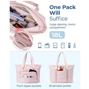 Danoz Fashion - Beige Versatile Women's Gym Tote Bag with Yoga Mat Strap - 18L Carryall, Fits 15.6 Laptop, Multi - Pocket Organizer - danozdirect