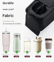 Danoz Fashion - Black and Pink Stitching Universal Stroller Organiser Caddy with Insulated Cup Holders and Detachable Wristlet - danozdirect