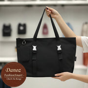 Danoz Fashion - Black Modern Utility Tote Bag for Women - Large Capacity Shoulder Bag with Detachable Pouch for Work, School & Travel - danozdirect