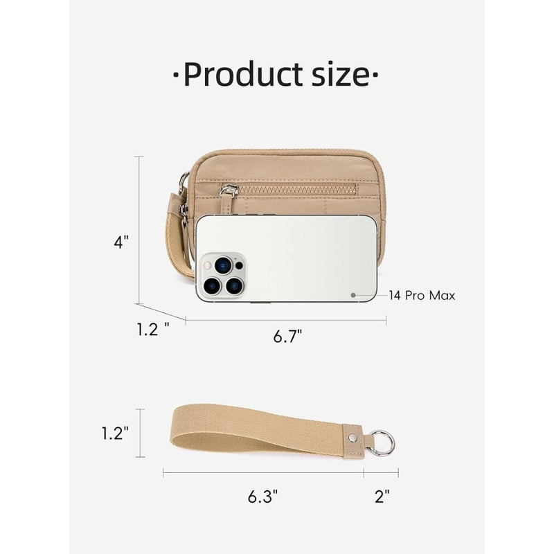 Danoz Fashion - Black RFID Blocking Nylon Wristlet Clutch Wallet - Compact Waterproof Pouch with Card Slots & ID Window - danozdirect