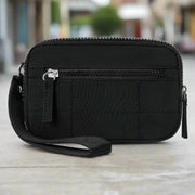 Danoz Fashion - Black RFID Blocking Nylon Wristlet Clutch Wallet - Compact Waterproof Pouch with Card Slots & ID Window - danozdirect
