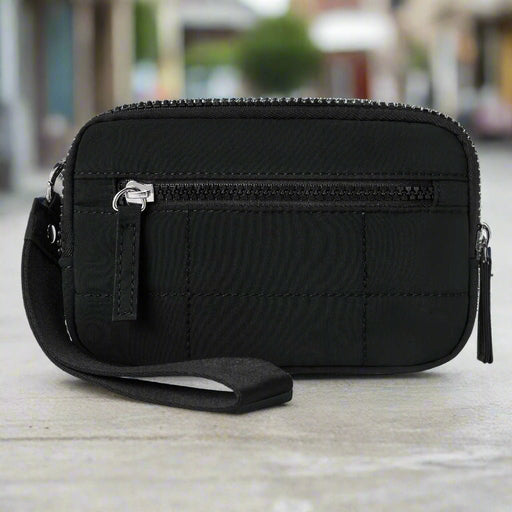 Danoz Fashion - Black RFID Blocking Nylon Wristlet Clutch Wallet - Compact Waterproof Pouch with Card Slots & ID Window - danozdirect