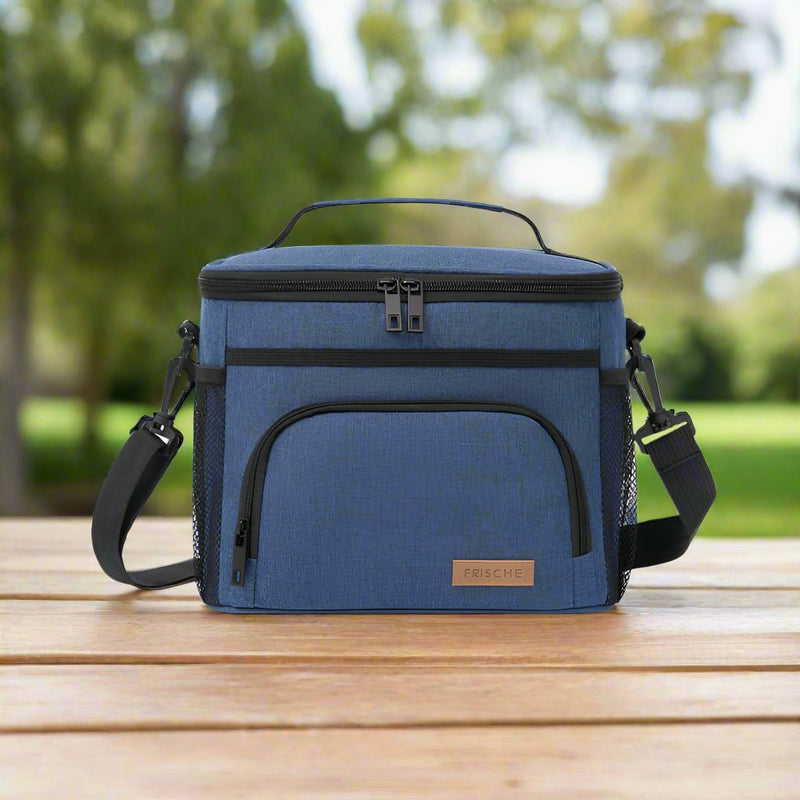 Danoz Fashion - Blue Insulated Lunch Bag Cooler Tote - 9L Leakproof Thermal Lunch Box with Shoulder Strap & Pockets for Work, Picnic, Travel - danozdirect