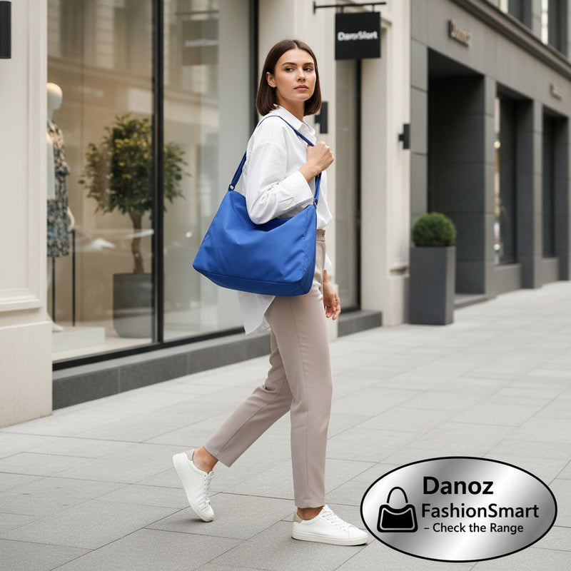 Danoz Fashion - Blue Large - Capacity Nylon Sports Fitness Bag(42x27x23cm) - Multi - functional Yoga Training & Travel Duffel, Waterproof Solid Color - danozdirect