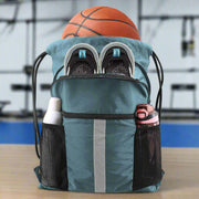 Danoz Fashion - Blue Multi - Pocket Drawstring Backpack Gym Bag with Zipper Compartments, Bottle Holders & Reflective Strip - danozdirect