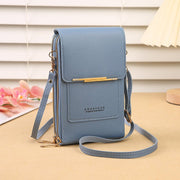 Danoz Fashion - Blue Women's Cute Mini PU Leather Crossbody Phone Bag (19x12x4cm) - Touch Screen Window, Vertical Style - danozdirect