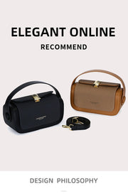 Danoz Fashion - Brown Elegant Top Handle Crossbody Bag - Structured PU Leather Box Purse for Women - danozdirect