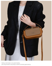 Danoz Fashion - Brown Elegant Top Handle Crossbody Bag - Structured PU Leather Box Purse for Women - danozdirect