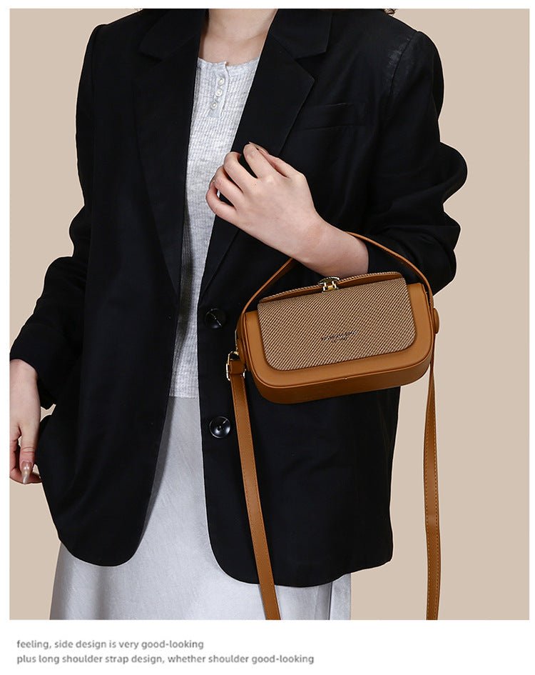 Danoz Fashion - Brown Elegant Top Handle Crossbody Bag - Structured PU Leather Box Purse for Women - danozdirect