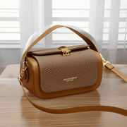 Danoz Fashion - Brown Elegant Top Handle Crossbody Bag - Structured PU Leather Box Purse for Women - danozdirect