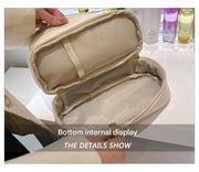 Danoz Fashion - Brown Large Capacity Double Layer PU Leather Makeup Bag - Portable Travel Cosmetic Organizer Case - danozdirect