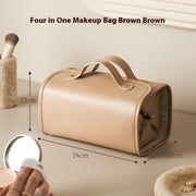 Danoz Fashion - Brown Roll - Up Travel Makeup Bag - Compact Cosmetic Organizer with Multiple Compartments - danozdirect
