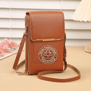 Danoz Fashion - Brown Women's Cute Mini PU Leather Crossbody Phone Bag (19x12x4cm) - Touch Screen Window, Vertical Style - danozdirect