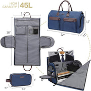 Danoz Fashion - Dark Blue 45L Garment Duffel Bag - Men's Travel Suit Bag - Carry On Weekender - danozdirect