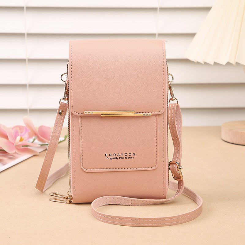 Danoz Fashion - Dark Pink Women's Cute Mini PU Leather Crossbody Phone Bag (19x12x4cm) - Touch Screen Window, Vertical Style - danozdirect