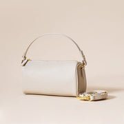 Danoz Fashion - Genuine Leather Boston Bag - Mini Barrel Crossbody & Top Handle Purse(white) - danozdirect