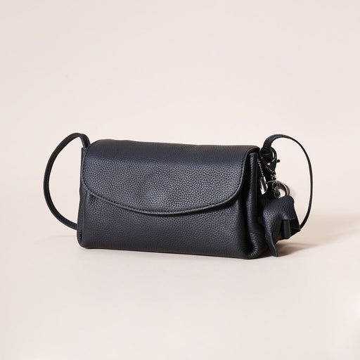 Danoz Fashion - Genuine Leather Flap Crossbody Bag with Elephant Charm - Compact & Stylish Shoulder Purse(Black) - danozdirect