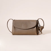 Danoz Fashion - Genuine Leather Flap Crossbody Bag with Elephant Charm - Compact & Stylish Shoulder Purse(Dark gray) - danozdirect
