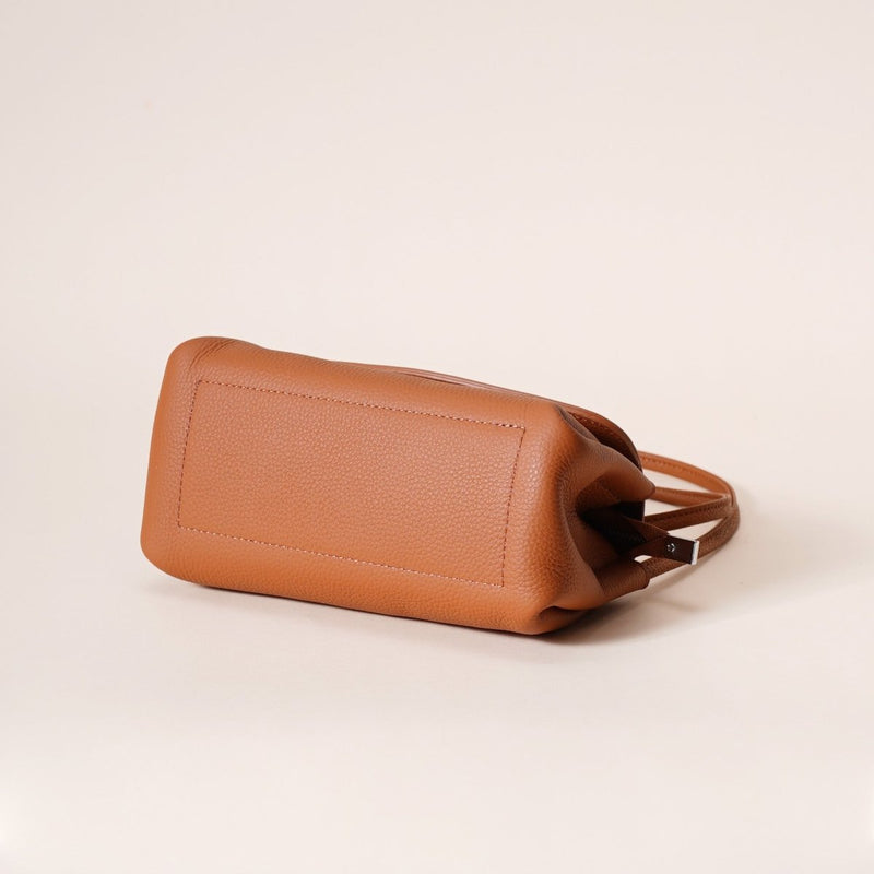 Danoz Fashion - Genuine Leather Flap Crossbody Bag with Elephant Charm - Compact & Stylish Shoulder Purse(Golden brown) - danozdirect