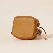 Danoz Fashion - Genuine Leather Mini Bucket Bag with Braided Handle - Chic Drawstring Crossbody Purse(Black) - danozdirect