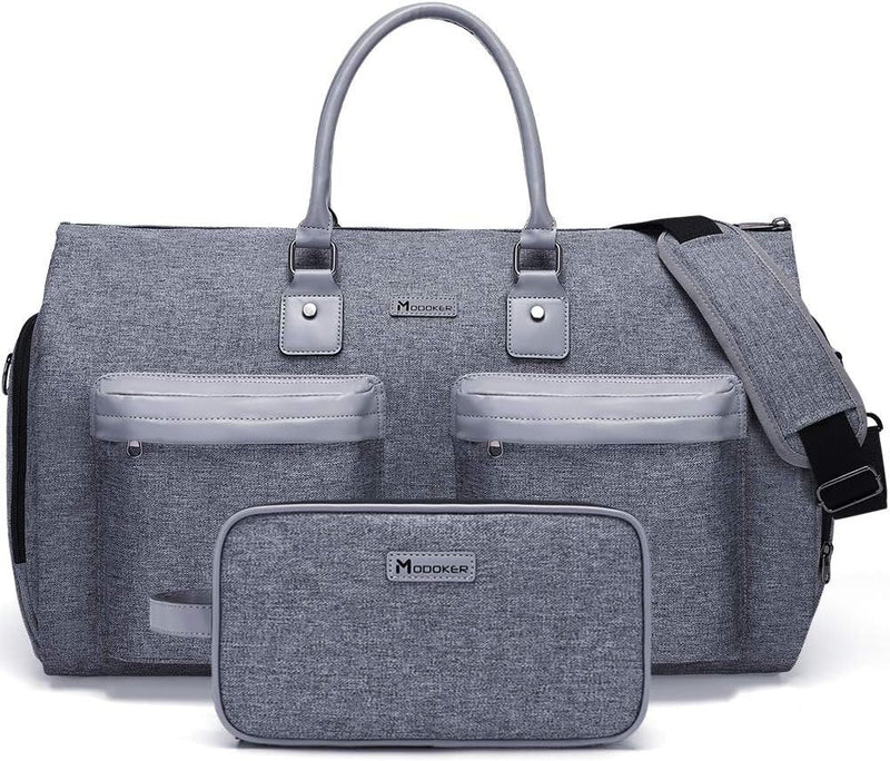 Danoz Fashion - Grey 45L Garment Duffel Bag - Men's Travel Suit Bag - Carry On Weekender - danozdirect
