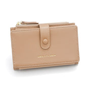 Danoz Fashion - Khaki Compact Bifold Wallet for Women - High Capacity PU Leather Purse with Zipper Coin Pocket - danozdirect