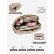 Danoz Fashion - Khaki RFID Blocking Nylon Wristlet Clutch Wallet - Compact Waterproof Pouch with Card Slots & ID Window - danozdirect