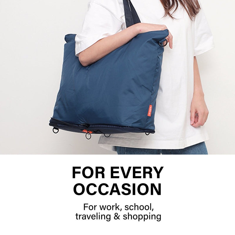 Danoz Fashion - KOELE - Shopper Bag Tote Bag Foldable Travel Laptop Grocery Nylon KO - DUAL NAVY - danozdirect