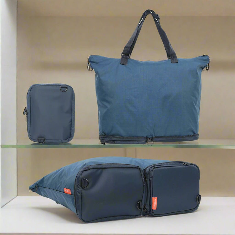 Danoz Fashion - KOELE - Shopper Bag Tote Bag Foldable Travel Laptop Grocery Nylon KO - DUAL NAVY - danozdirect