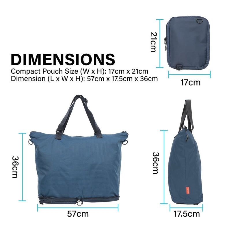 Danoz Fashion - KOELE - Shopper Bag Tote Bag Foldable Travel Laptop Grocery Nylon KO - DUAL NAVY - danozdirect