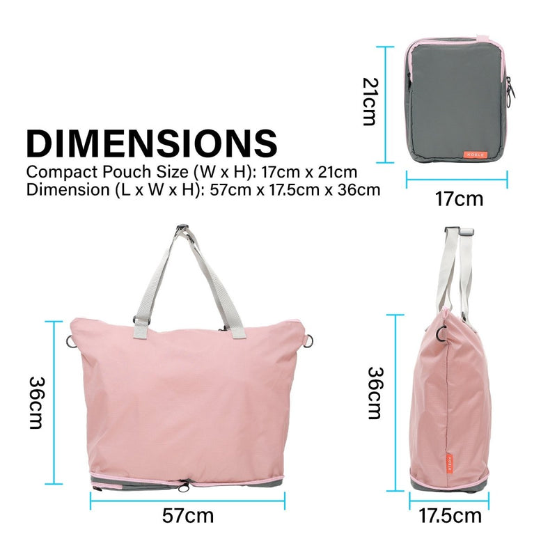 Danoz Fashion - KOELE - Shopper Bag Tote Bag Foldable Travel Laptop Grocery Nylon KO - DUAL PINK - danozdirect