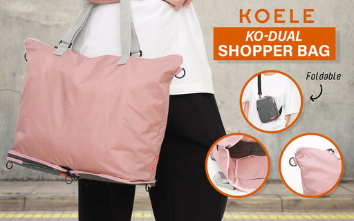 Danoz Fashion - KOELE - Shopper Bag Tote Bag Foldable Travel Laptop Grocery Nylon KO - DUAL PINK - danozdirect