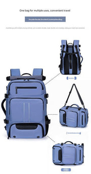 Danoz Fashion - Large Capacity Convertible Travel Backpack - 16" Laptop Compartment, Shoe Pouch & USB Port(blue) - danozdirect