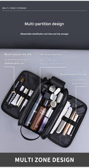 Danoz Fashion - Large Capacity PU Leather Toiletry Bag - Multi - Compartment Dopp Kit & Cosmetic Organizer(Tan) - danozdirect