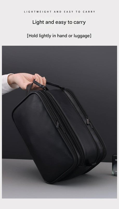 Danoz Fashion - Large Capacity PU Leather Toiletry Bag - Multi - Compartment Dopp Kit & Cosmetic Organizer(Tan) - danozdirect