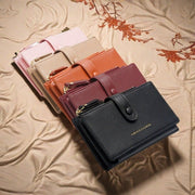 Danoz Fashion - Light Brown Compact Bifold Wallet for Women - High Capacity PU Leather Purse with Zipper Coin Pocket - danozdirect