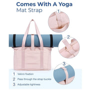 Danoz Fashion - Light Tan Versatile Women's Gym Tote Bag with Yoga Mat Strap - 18L Carryall, Fits 15.6 Laptop, Multi - Pocket Organizer - danozdirect