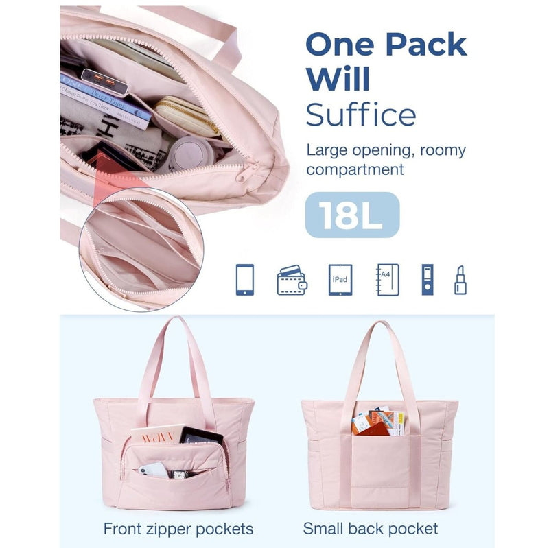 Danoz Fashion - Light Tan Versatile Women's Gym Tote Bag with Yoga Mat Strap - 18L Carryall, Fits 15.6 Laptop, Multi - Pocket Organizer - danozdirect