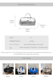 Danoz Fashion - Lightweight Sports Bag with Dedicated Shoe and Wet Gear Zone(silver) - danozdirect