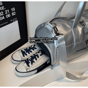 Danoz Fashion - Lightweight Sports Bag with Dedicated Shoe and Wet Gear Zone(silver) - danozdirect