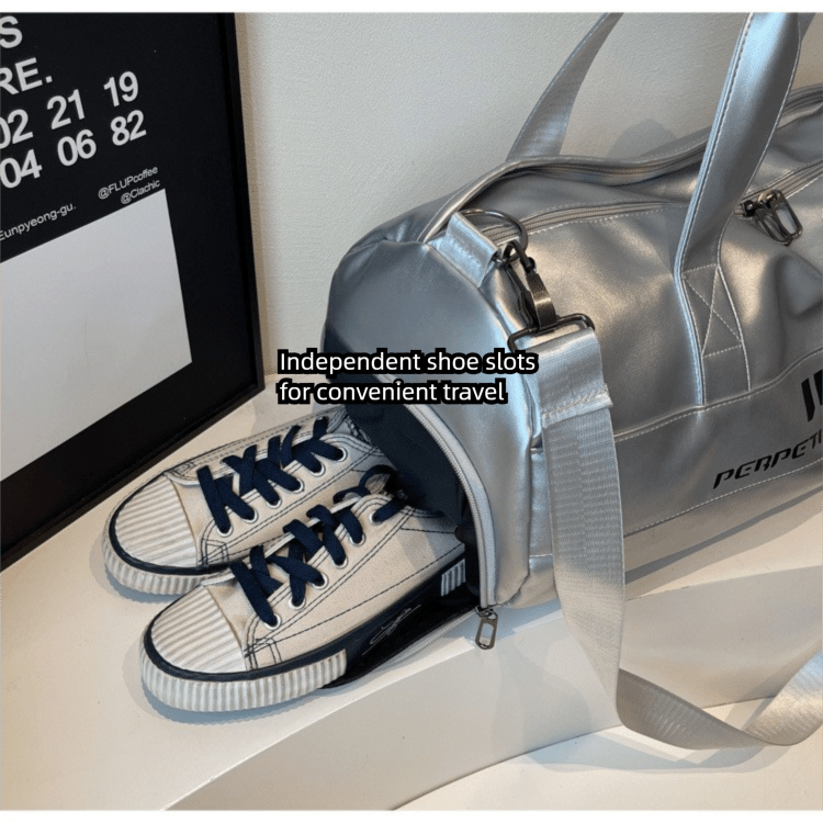Danoz Fashion - Lightweight Sports Bag with Dedicated Shoe and Wet Gear Zone(silver) - danozdirect