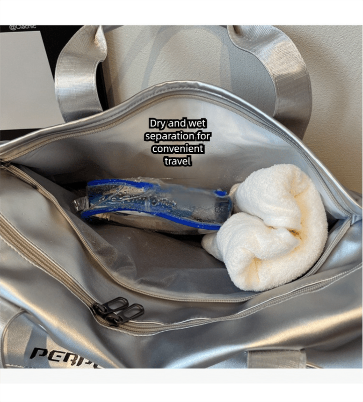 Danoz Fashion - Lightweight Sports Bag with Dedicated Shoe and Wet Gear Zone(silver) - danozdirect