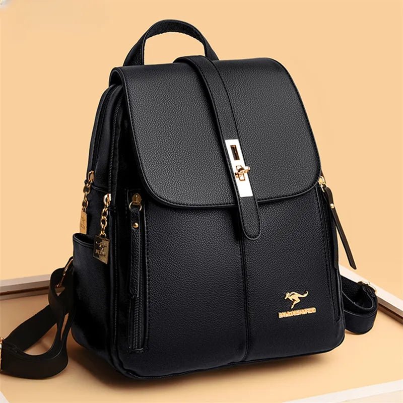 Danoz FashionSmart - Premium PU Leather Backpacks, Chic Girls Daypack, Vintage Black School Bag - danozdirect