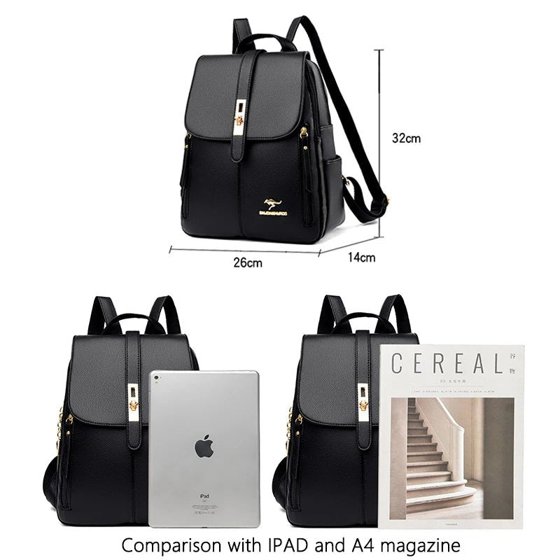 Danoz FashionSmart - Premium PU Leather Backpacks, Chic Girls Daypack, Vintage Black School Bag - danozdirect
